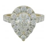 14k Gold 2.60 ct VVS Pear Cut Lab Diamond Ring