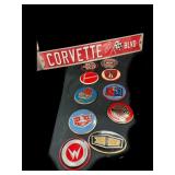(10) Metal Car Embles & Corvette Blvd Sign
