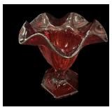 Fenton Ruby Glass Ruffled Edge