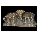 Silver Tray, Creamer & Sugar Bowls