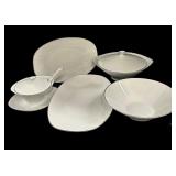 (5) pc German Silver Trim Serving Dishes