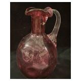 Vintage Cranberry Fenton Thumbprint Pitcher