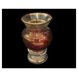 Gold Trim Cranberry Toothpick Holder or Mini Vase
