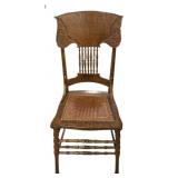 Antique Leather Seat Spindle Back Oak Chair