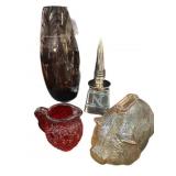 Vase, Ruby Pitcher, Vintage Bank & Paperweight