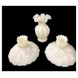 Fenton Vintage Custard Candle Holders & Vase