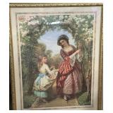 22 1/2 x 29 " Framed Mom & Daughter Picking