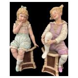 German Gebruder Heybach 10.5 " Bisque Figures