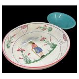 Italian Artist Signed Pasta Bowl & Teal Bowl