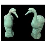 Pair METLOX POTTERY Aqua Cranes