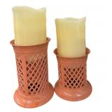 JM 2 Pack Scented Flameless  Candles- Orange