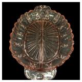 Pink Depression Oyster & Pearl Divided Bowl