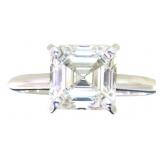 14kt Gold 3.08 ct Asscher Cut VS Lab Diamond Ring