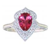 Pear Cut 1.25 ct Ruby & Diamond RIng