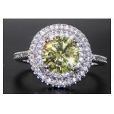 Round 3.30 ct Canary Yellow Designer Ring