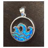 Beautiful Blue Opal Wave Pendant