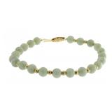 14kt Gold Natural Jade 7.5" Bracelet