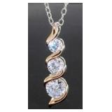 Rose Toned White Topaz Designer Pendant