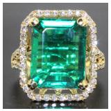 14kt Gold 8.11 ct Emerald & Diamond Ring