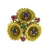 14kt Gold Antique Sapphire-Emerald-Ruby Ring