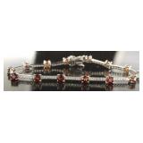 Beautiful Round Garnet & White Topaz Bracelet