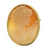 14kt Gold Vintage Cameo Large Brooch-Pendant