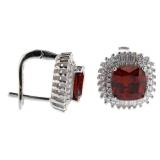 Cushion Cut 5.50 ct Ruby-Topaz Baguette Earrings