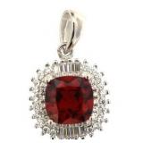 Cushion Cut 4.50 ct Ruby-Topaz Baguette Pendant