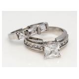 Princess Cut 2.50 ct White Topaz Bridal Set