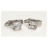 Princess Cut 3.00 ct White Topaz Clip Earrings