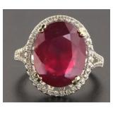 14kt Gold Oval 9.46 ct Ruby & Diamond Ring