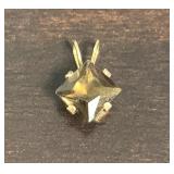 10kt Gold Princess Cut Smokey Topaz Pendant