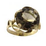 14kt Gold Round 8.66 ct Smoky Quartz Ring