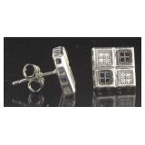 Beautiful Black & White Topaz Pave Earrings