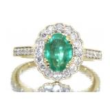 14kt Gold 1.40 ct Oval Emerald & Diamond Ring