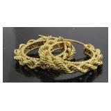 10kt Gold Elegant Rope Twist Hoop Earrings