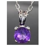 Genuine African Amethyst Solitaire Pendant