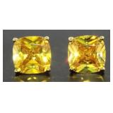 Cushion Cut 4.00 ct Canary Yellow Earrings