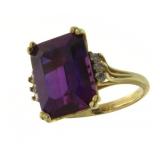 10kt Gold Emerald Cut 12.50 ct Amethyst Ring