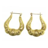 14kt Gold Large Designer Hoop Earrings