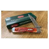 Case XX  611 1/2 red bone handle cheetah cub