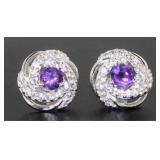 Genuine African Amethyst Designer Earrings