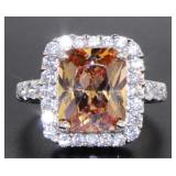 Radiant Cut 5.22 ct Golden Citrine Designer Ring