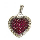 10kt Gold Pink & White Topaz Heart Pendant