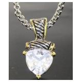 Trilion White Topaz Large Fashion Necklace