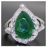 Pear Cut 6.44 ct Emerald Dinner Ring