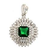 Elegant 3.40 ct Emerald-Topaz Baguette Pendant