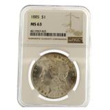 1885 MS63 Morgan Silver Dollar
