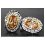 Oval Genuine Citrine Fashion Earrings