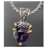 Trillion Genuine Amesthyst Fashion Necklace